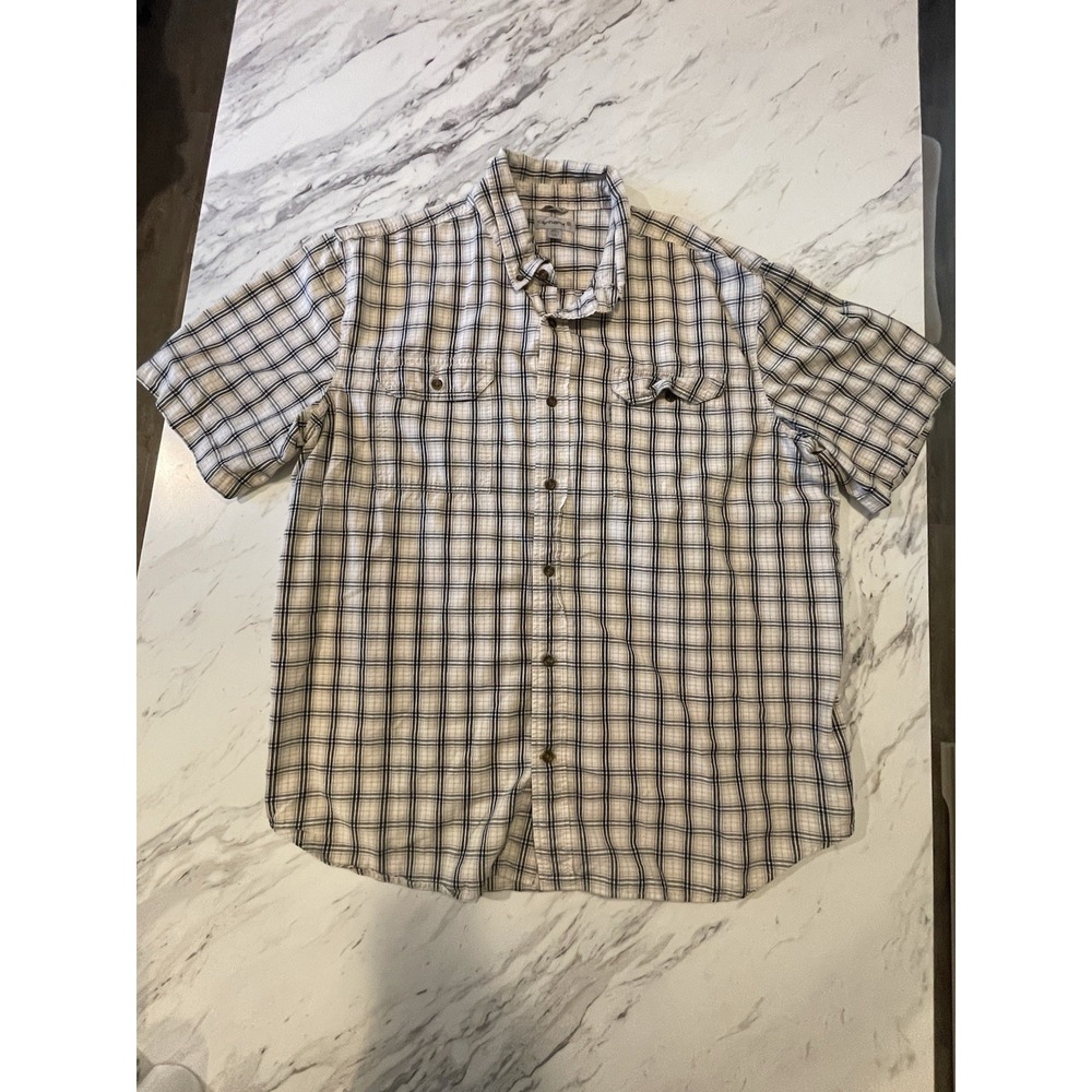 Carhartt Short Sleeve Button-Down Collar Plaid BeigeShirt Size 2XL